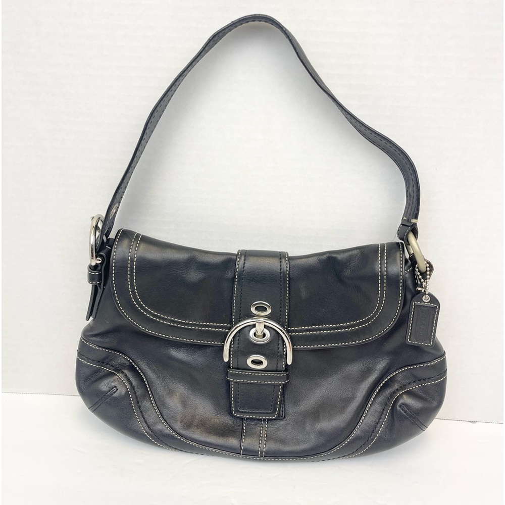 Coach black leather satchel saddle shoulder purse